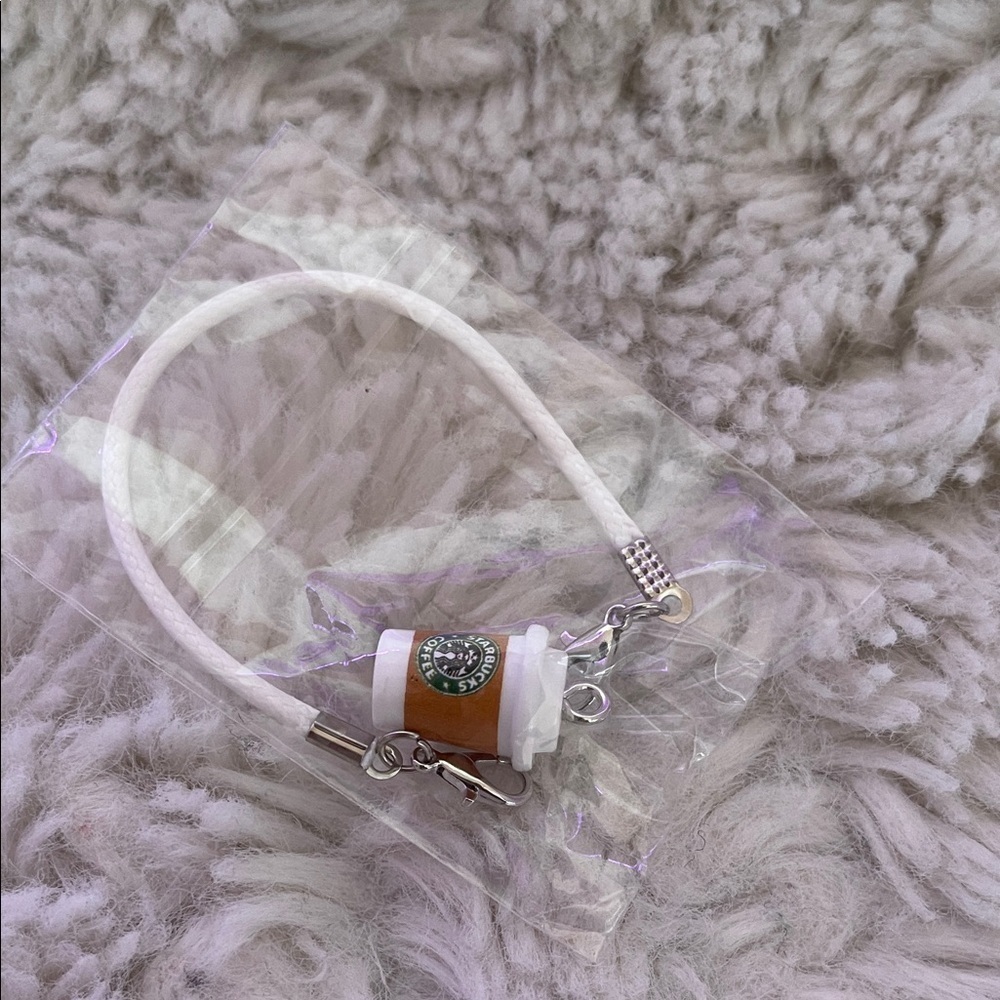 White and Brown Coffee Cup Keychain for a labubu